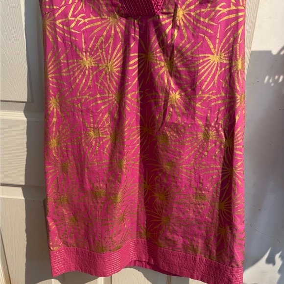 Gretchen Scott Designs Starburst Vneck Sleeveless Dress Pink Gold Size Small - Picture 2 of 12